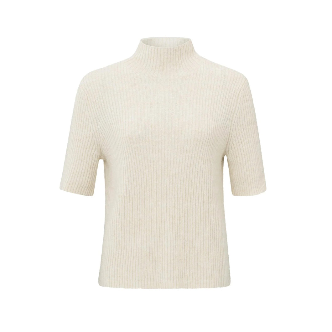 Yaya 000422-411 Ribbed Short Sleeve Sweater