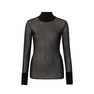 YAYA 000405-411 Transparent Turtleneck Top