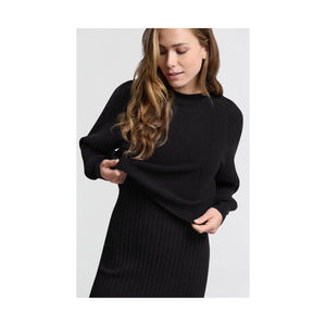 YAYA 000413-411 Round Neck Ribbed Sleeve Sweater