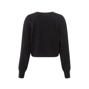 YAYA 000413-411 Round Neck Ribbed Sleeve Sweater