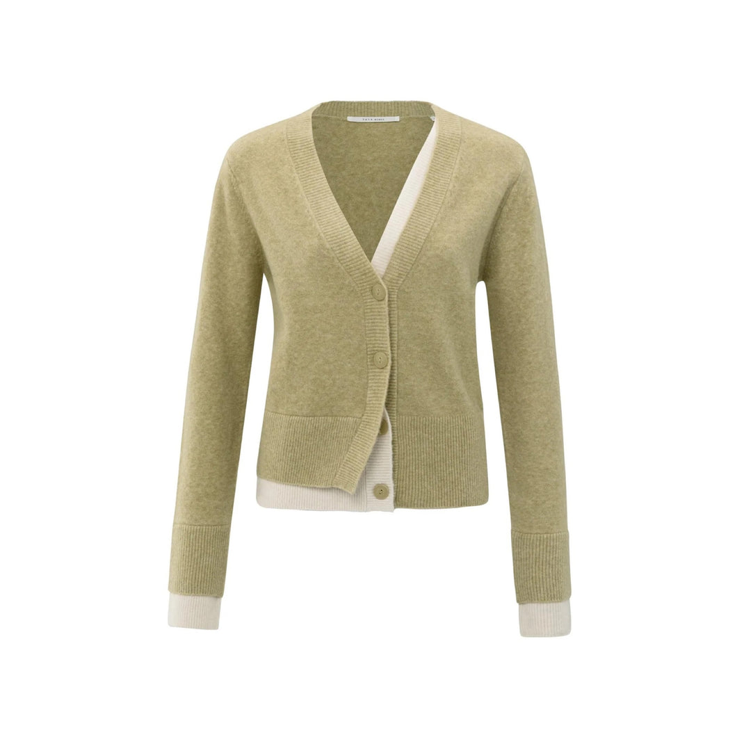 YAYA 010118-509 Cardigan With Contrast V Neck