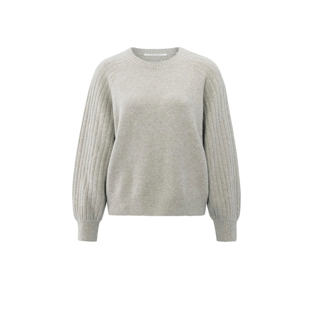 YAYA 01-000410-509 Knit Sweater with Ribbed Sleeves