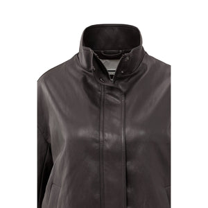 YAYA 02-009060-509 Short Faux Leather Jacket with Elastic Hem