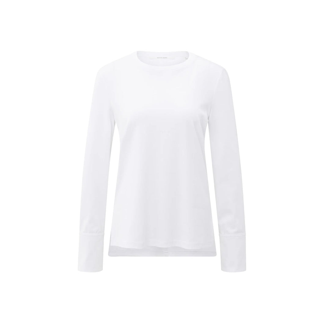 YAYA 01-709321-509 Jersey Top with Woven Cuffs and Slit Detail