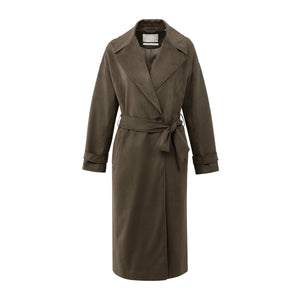 YAYA 02-0919019-509 Long Suedine Coat with Belt