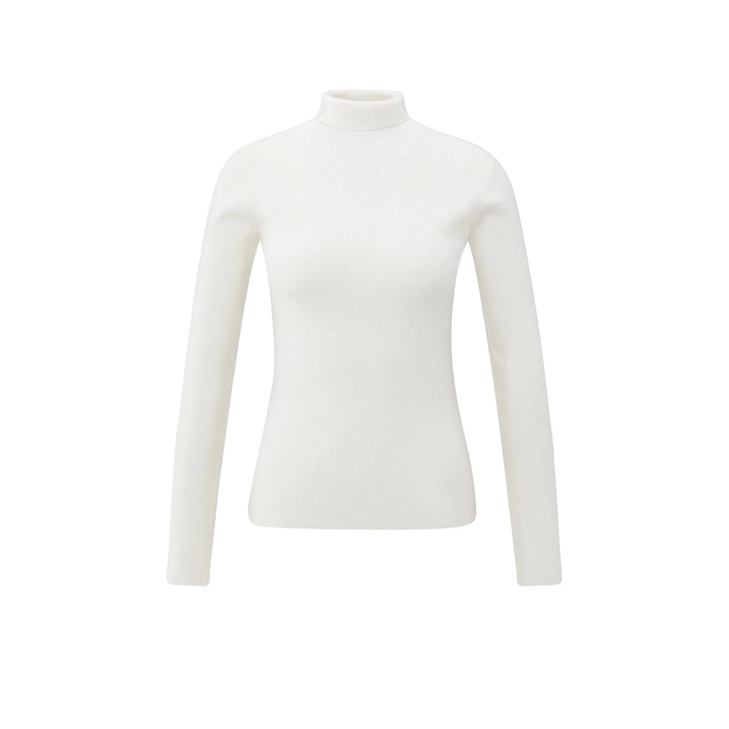 YAYA 01-000517-510 Fitted Ribbed Top with Turtleneck