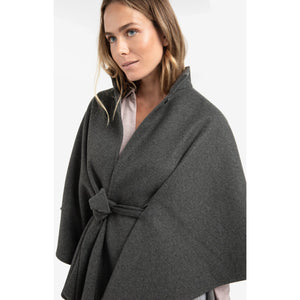 YAYA 03-521004-510 Soft Woven Poncho with Collar and Belt