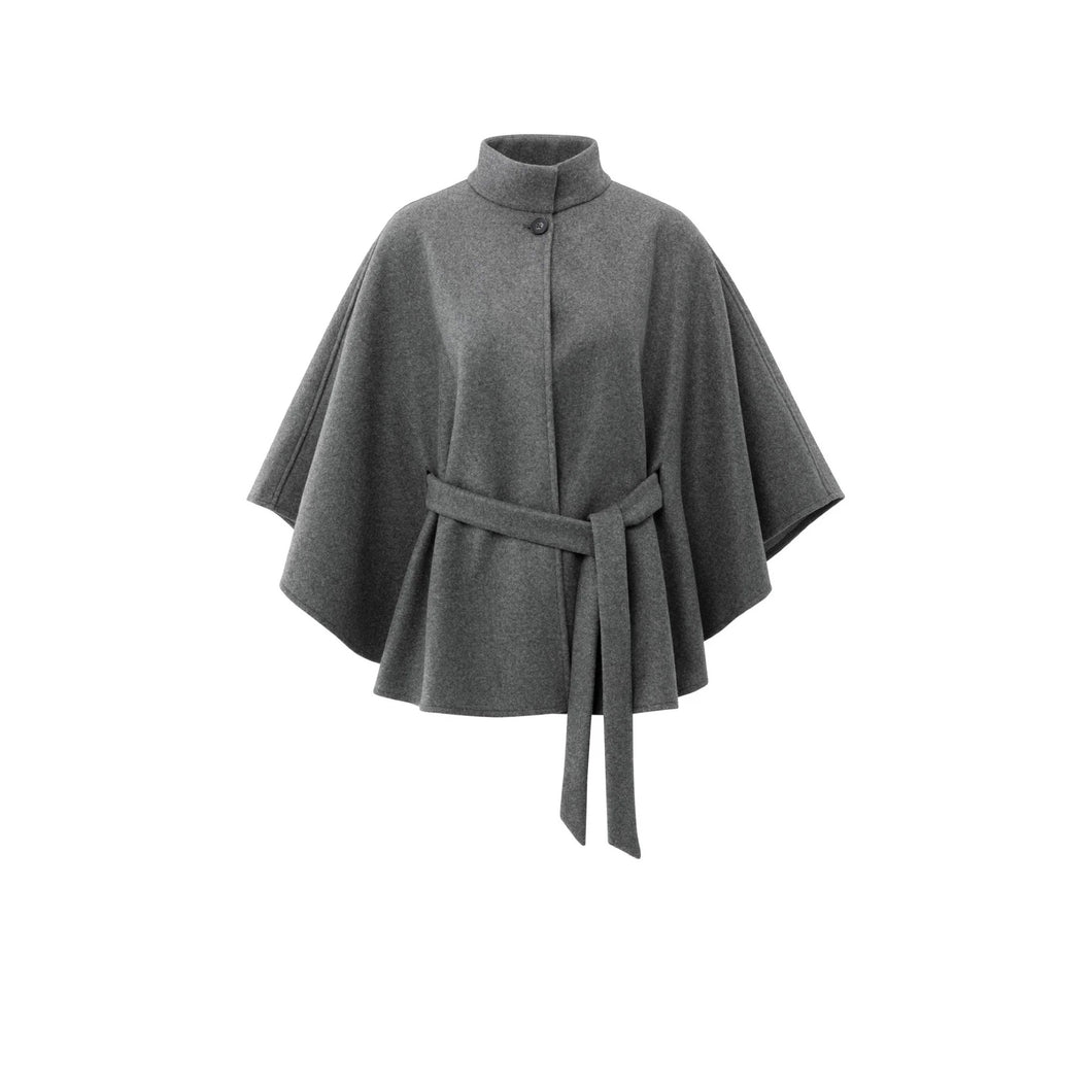 YAYA 03-521004-510 Soft Woven Poncho with Collar and Belt