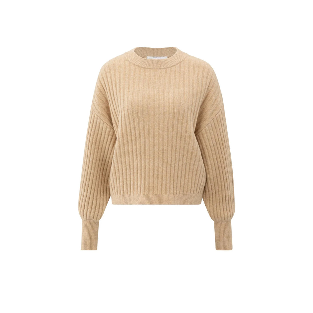 YAYA 01-000538-510 Ribbed Sweater with Round Neck and Long Sleeves