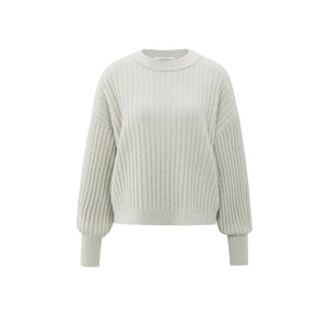 YAYA 01-000538-510 Ribbed Sweater with Round Neck and Long Sleeves
