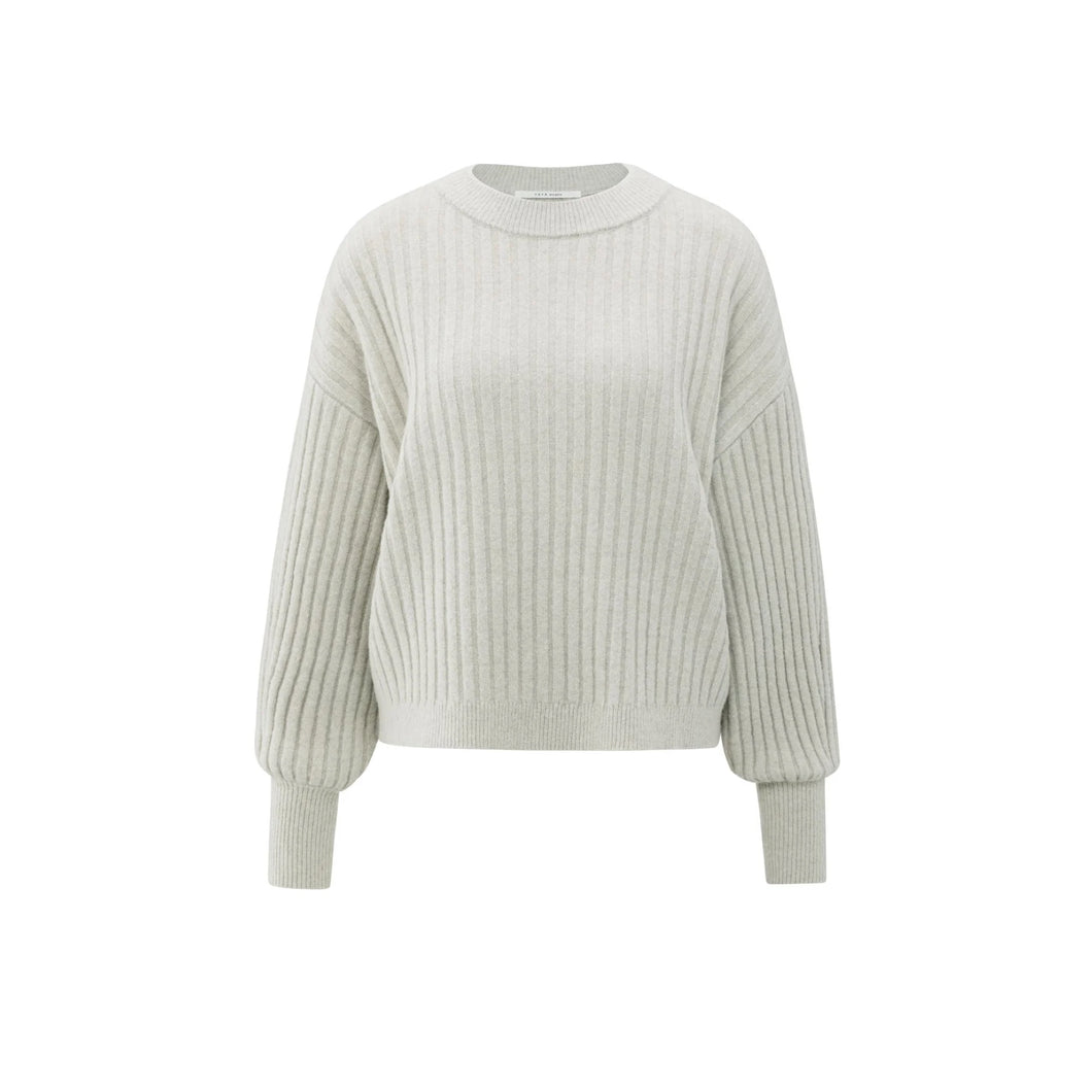 YAYA 01-000538-510 Ribbed Sweater with Round Neck and Long Sleeves