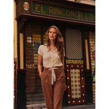 Load image into Gallery viewer, YAYA 01-301266-607 High Waist Trousers with Straight Legs and Scarf Belt
