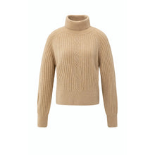 Load image into Gallery viewer, YAYA 01-000525-510 Ribbed Turtleneck Sweater with Cable and Long Sleeves
