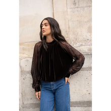 Load image into Gallery viewer, On Trend Velvet and Lace Blouson Top
