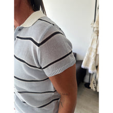 Load image into Gallery viewer, On Trend Striped Knit Polo Top
