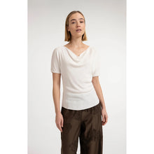 Load image into Gallery viewer, YAYA 01-000606-607 Knitted Top with Short Sleeves and Draped Neckline
