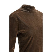 Load image into Gallery viewer, YAYA 01-709428-610 Velvet Mesh Top with High Neck and Long Sleeves
