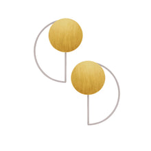 Load image into Gallery viewer, Dansk Theia 2 in 1 Half Moon &amp; Dot 2 Tone Earrings
