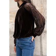 Load image into Gallery viewer, On Trend Velvet and Lace Blouson Top
