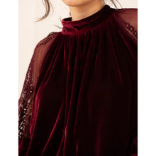 Load image into Gallery viewer, On Trend Velvet and Lace Blouson Top
