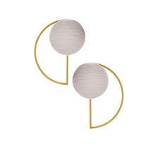 Load image into Gallery viewer, Dansk Theia 2 in 1 Half Moon &amp; Dot 2 Tone Earrings
