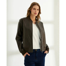 Load image into Gallery viewer, Paz Torras Faux Leather Bomber Jacket
