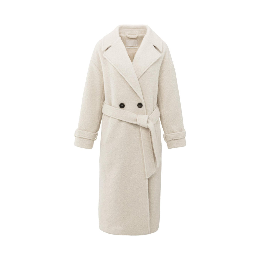 YAYA 011023-509 Long Boucle Coat With Belt