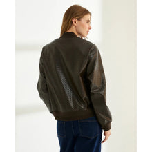 Load image into Gallery viewer, Paz Torras Faux Leather Bomber Jacket
