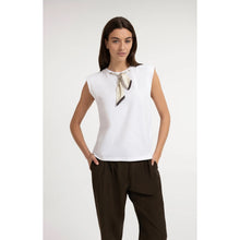 Load image into Gallery viewer, YAYA 01-709396-607 Double Layer Sleeveless Top with Scarf Detail
