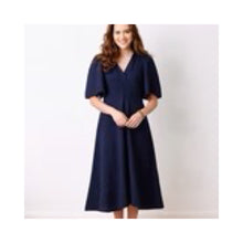 Load image into Gallery viewer, Suzy D Liora Linen V Neck Wide Sleeve Dress
