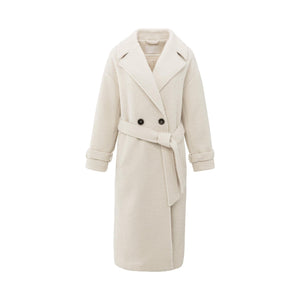 YAYA 011023-509 Long Boucle Coat With Belt