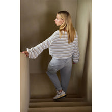 Load image into Gallery viewer, YAYA 01-000570-602 Striped Sweater with Drawstring Hem
