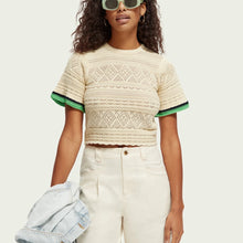 Load image into Gallery viewer, Scotch &amp; Soda 171824 Pointelle Crop Knitted Top
